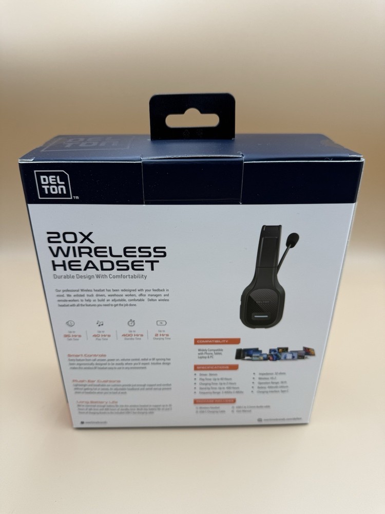 Delton Professional Wireless Computer Headset with Mic | On Ear Bluetooth 5.0