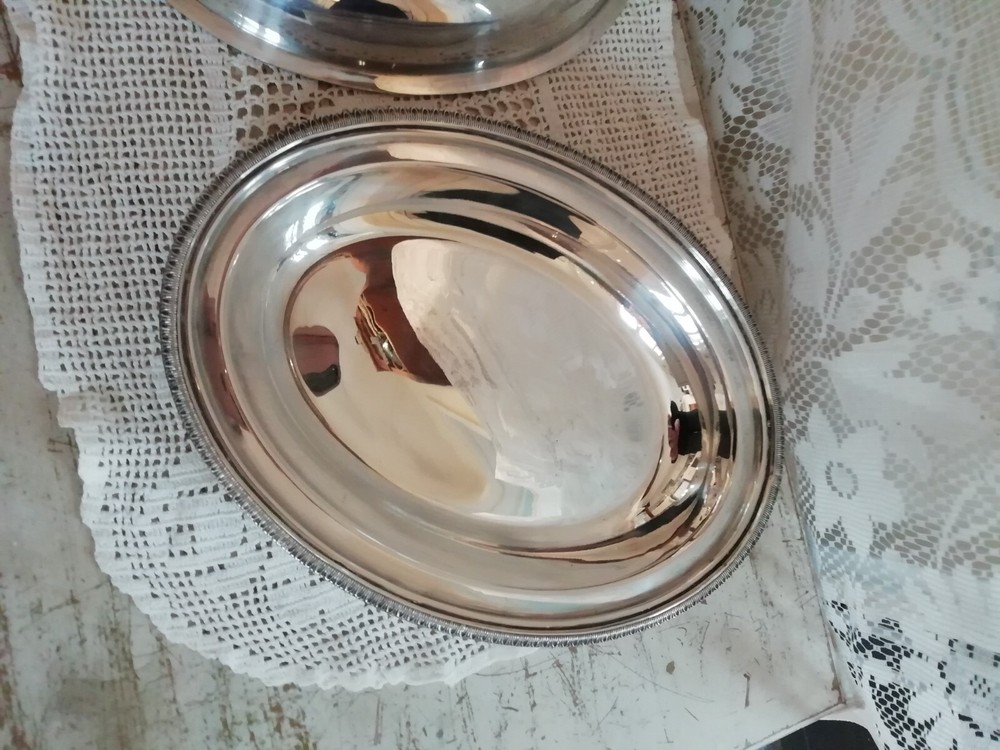 Antique Silver Plated Lidded Oval Entree Serving Dish Tureen