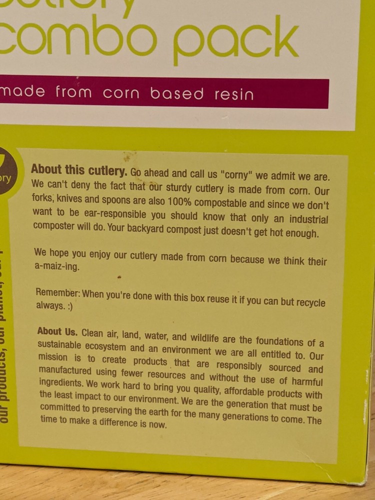 Generation Earth Cutlery Combo Pack Eco-friendly Corn Based Resin - 108 Ct