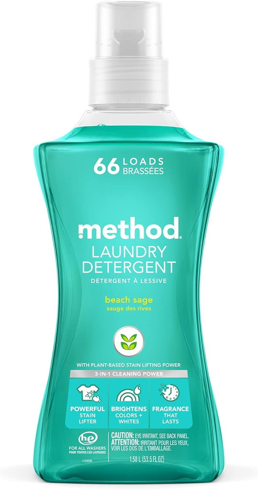 Liquid Laundry Detergent; Beach Sage Scent, Plant-Based Stain Remover; ; 66 Load