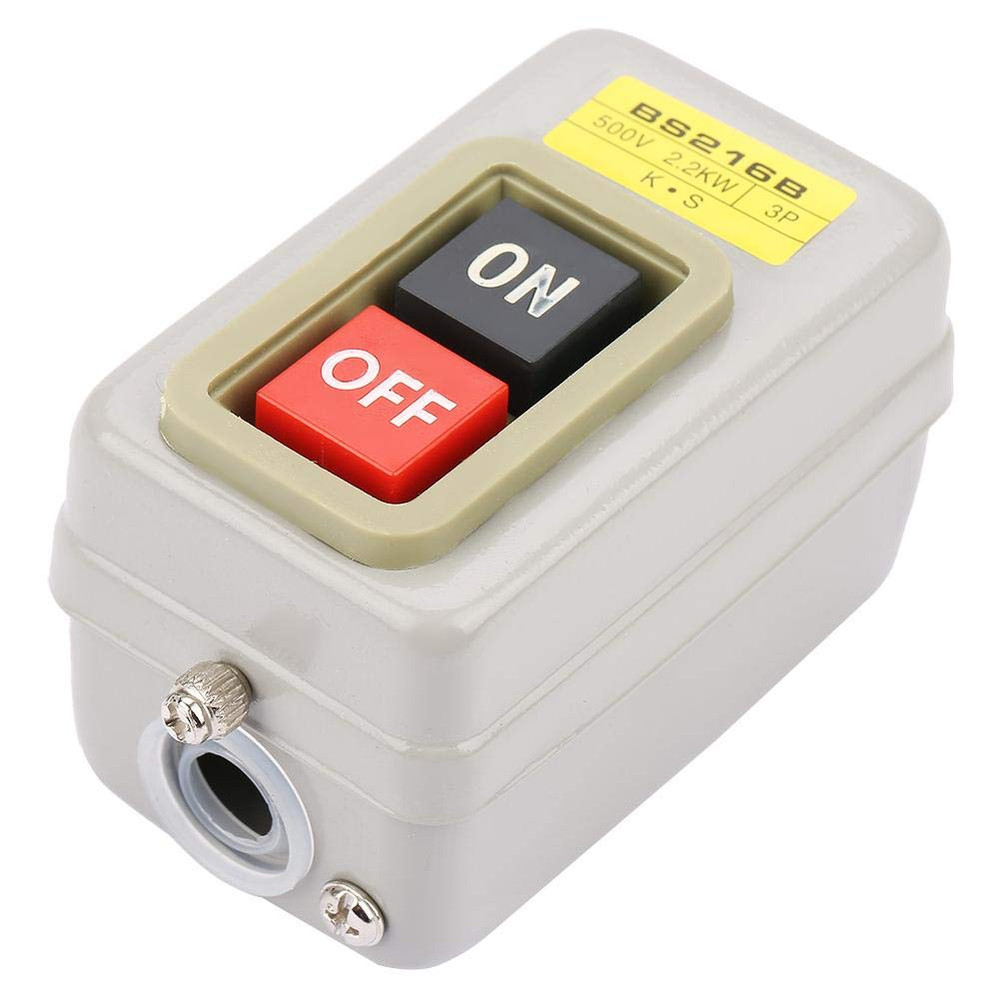 BS216B 110/220/380V Push Button Switch On/Off Start Stop Switch 3 Phase Self Loc