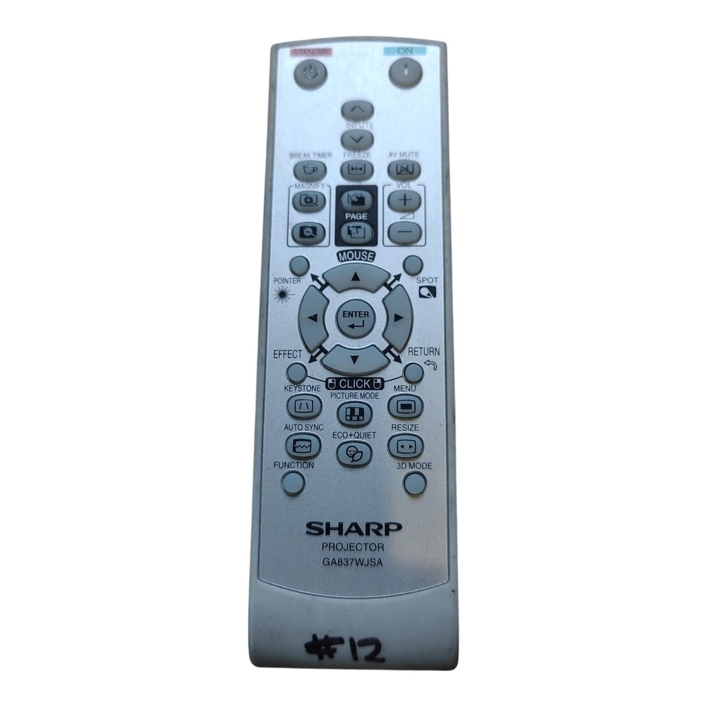 SHARP GA837WJSA Projector Remote Control Silver Grey Universal Mouse Function