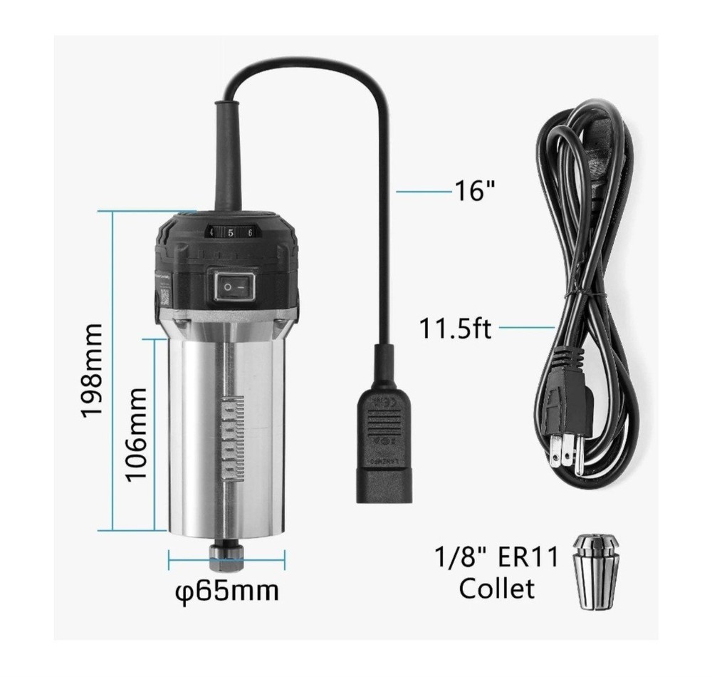 Genmitsu 710W Spindle 65mm Diameter, 6 Variable Speed trim router