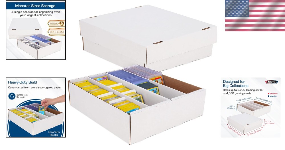 Durable 3-Pack Trading Card Storage Box - Stackable & Versatile Design