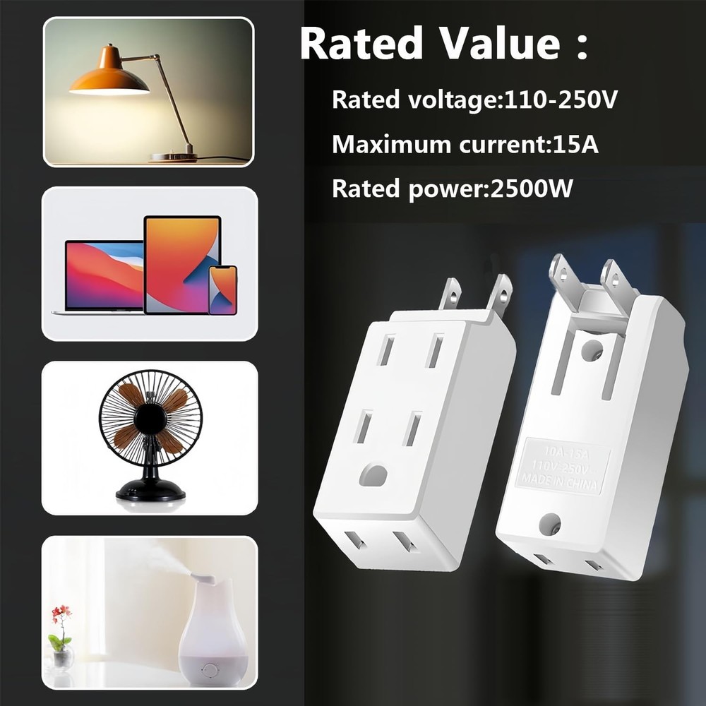 4 Pack Mini Indoor Wall Tap Plug, AC Flat Plug Adapter Outlet Extender