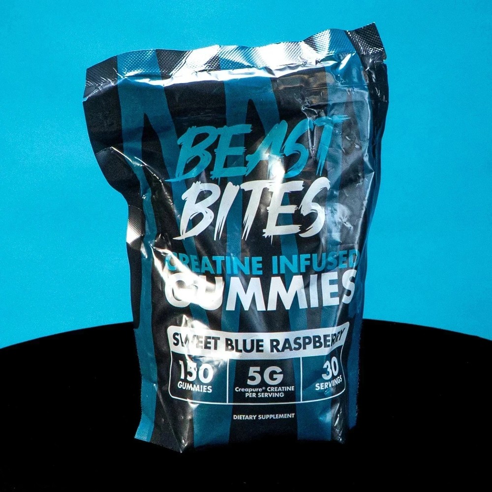 Creatine Infused Gummies by Beast Bites – Blue Raspberry 2-Pack 300 Servings