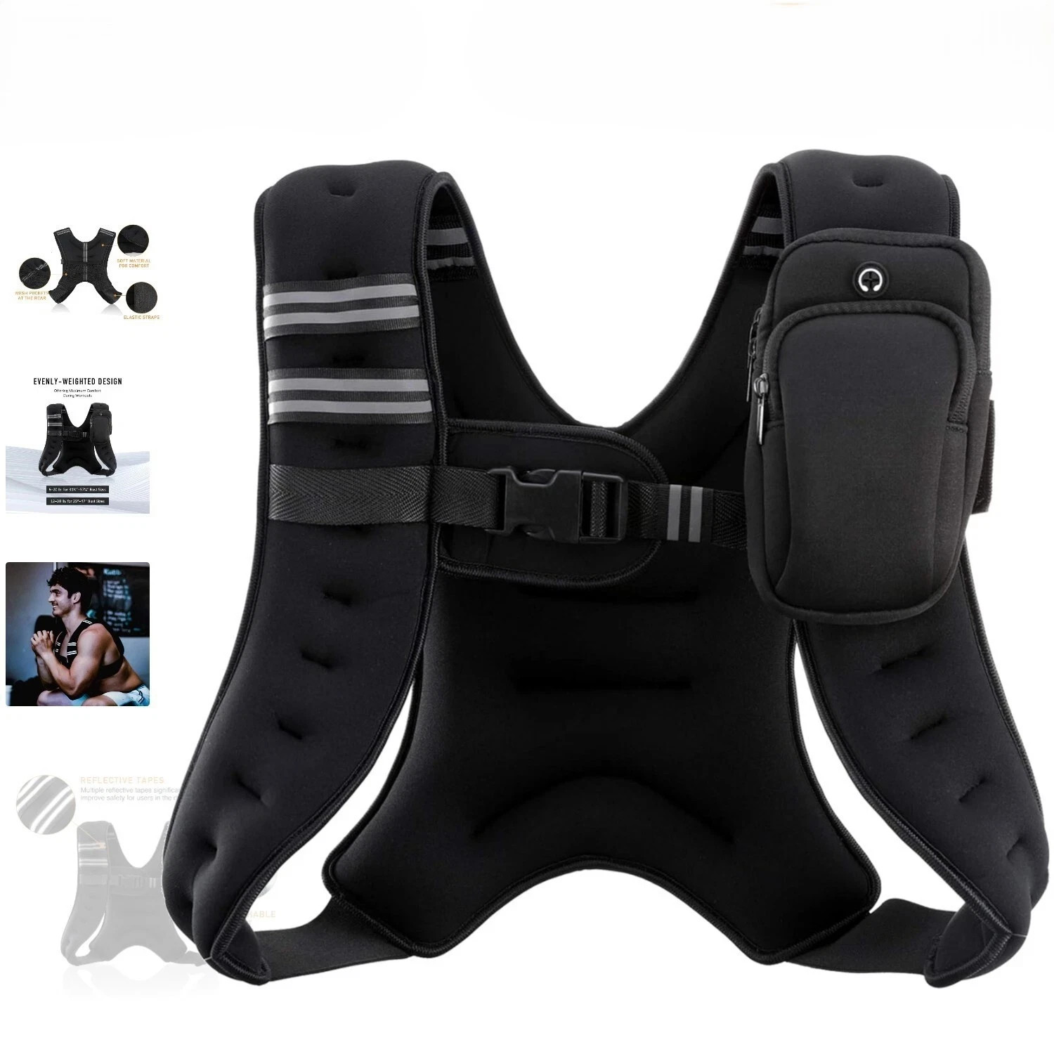 ZELUS 6lb/8lb/12lb/20lb/25lb/30lb Weight Vest Weighted Vest w Reflective Stripe