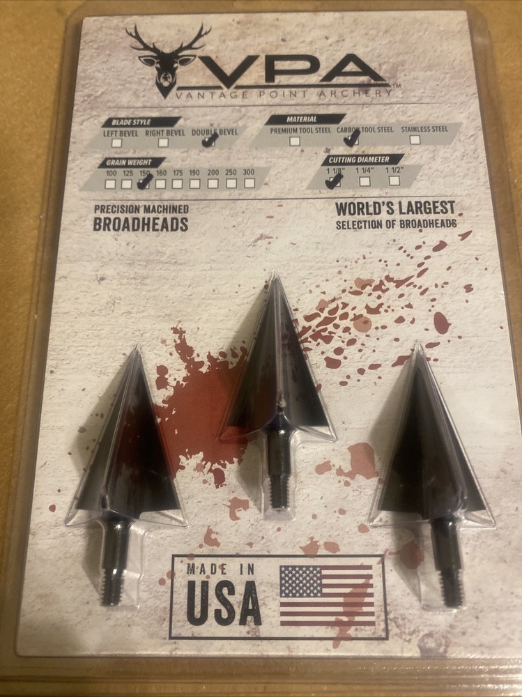 VANTAGE POINT ARCHERY VPA Broadhead 3 Bladed Solid head 100grs 3 pack