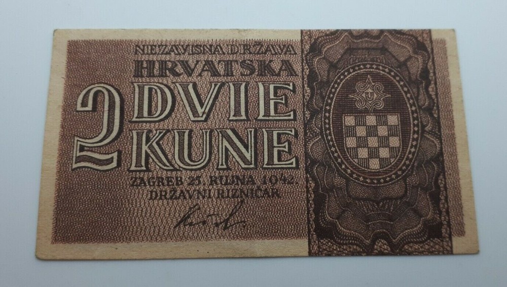 2 Kune 1942. Croatian banknotes
