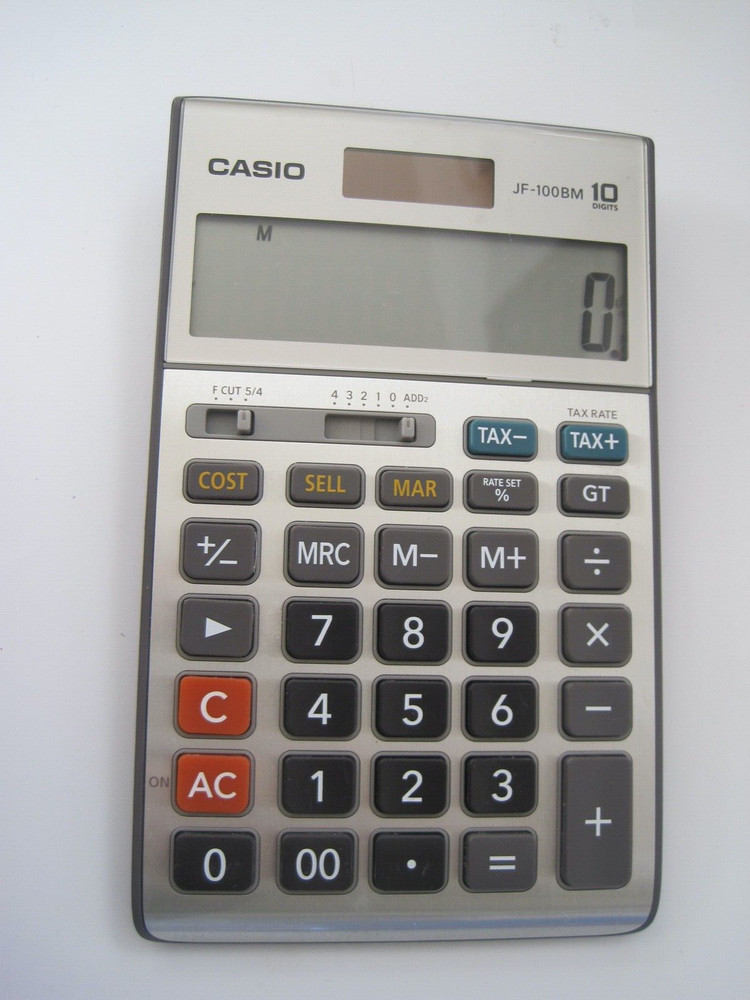 Casio JF-100BM 10 Didgit Solar Calculator Large EUC