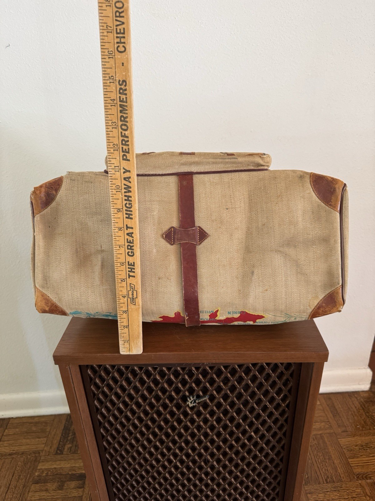 1950s Vtg Korean War Hand Painted Okinawa & Korea UN Forces Souvenir Duffel Bag