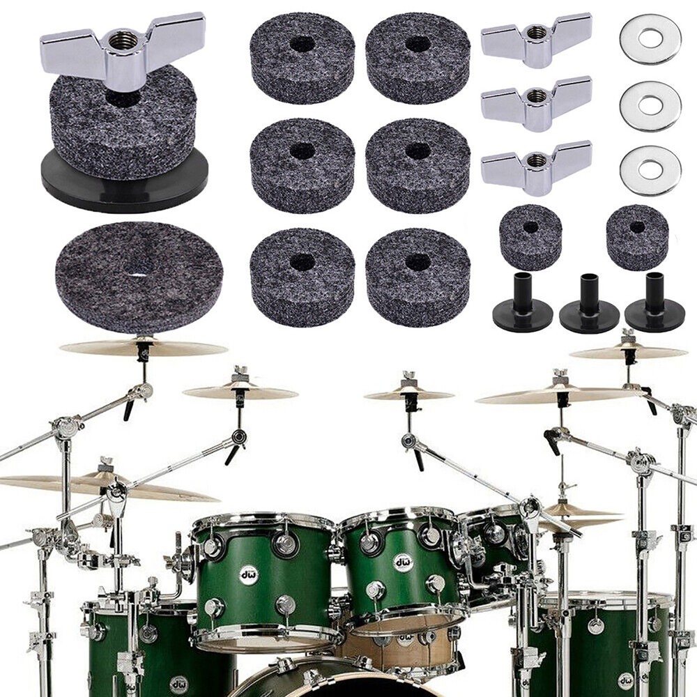 18Pcs Cymbal Part Replacement Stand Hi Hat Felt Wing Nut for Drum Set
