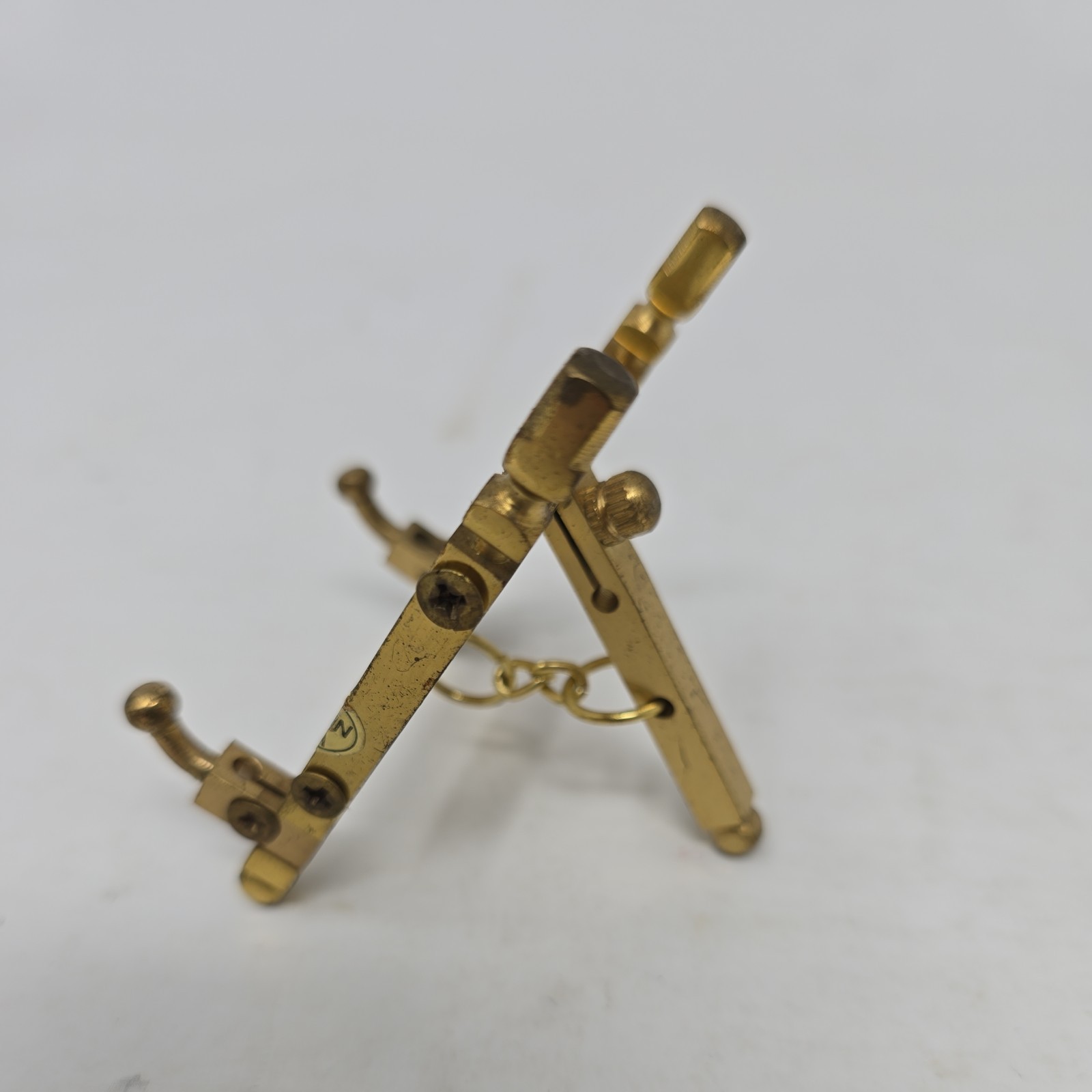 Vintage Solid Brass Gold Tabletop Display Easel Stand Folding 2.75" x 2.5"