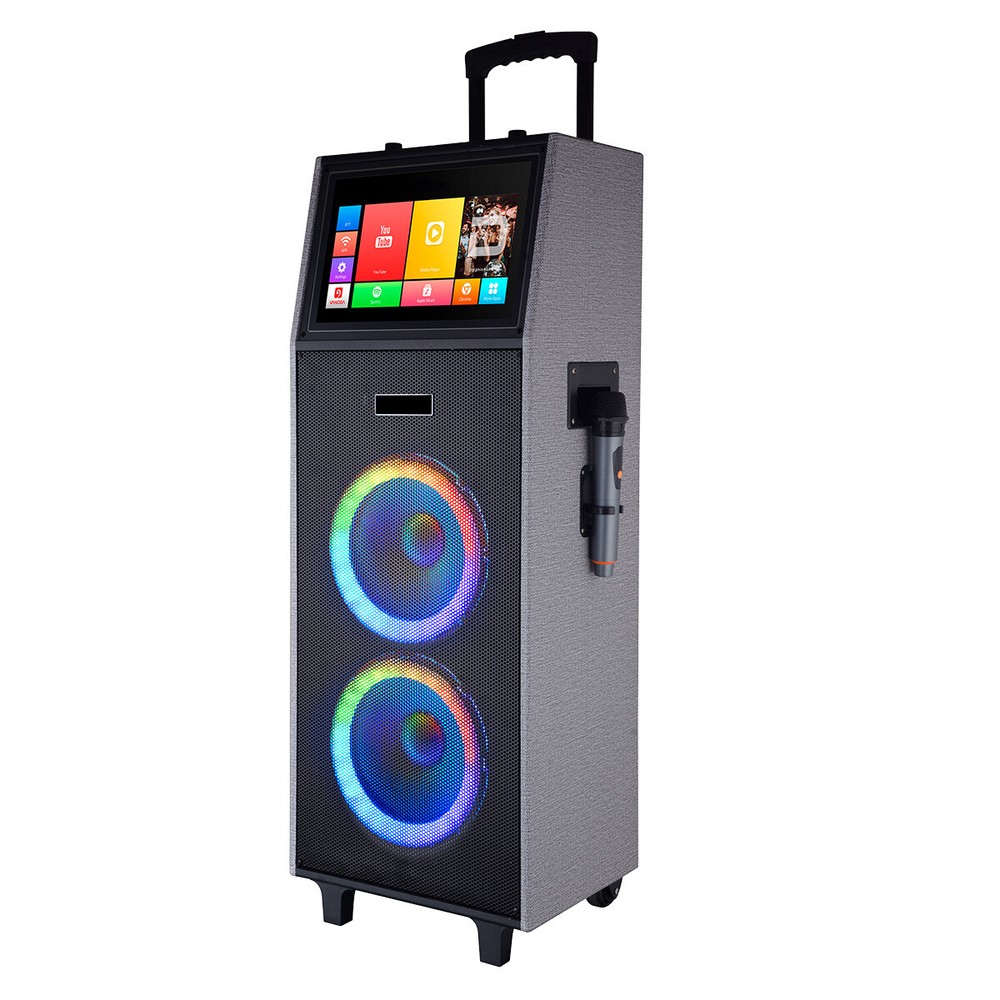 LOUD Bluetooth Speaker Karaoke Machine w/ Wireless Mic & Lyrics Display Screen