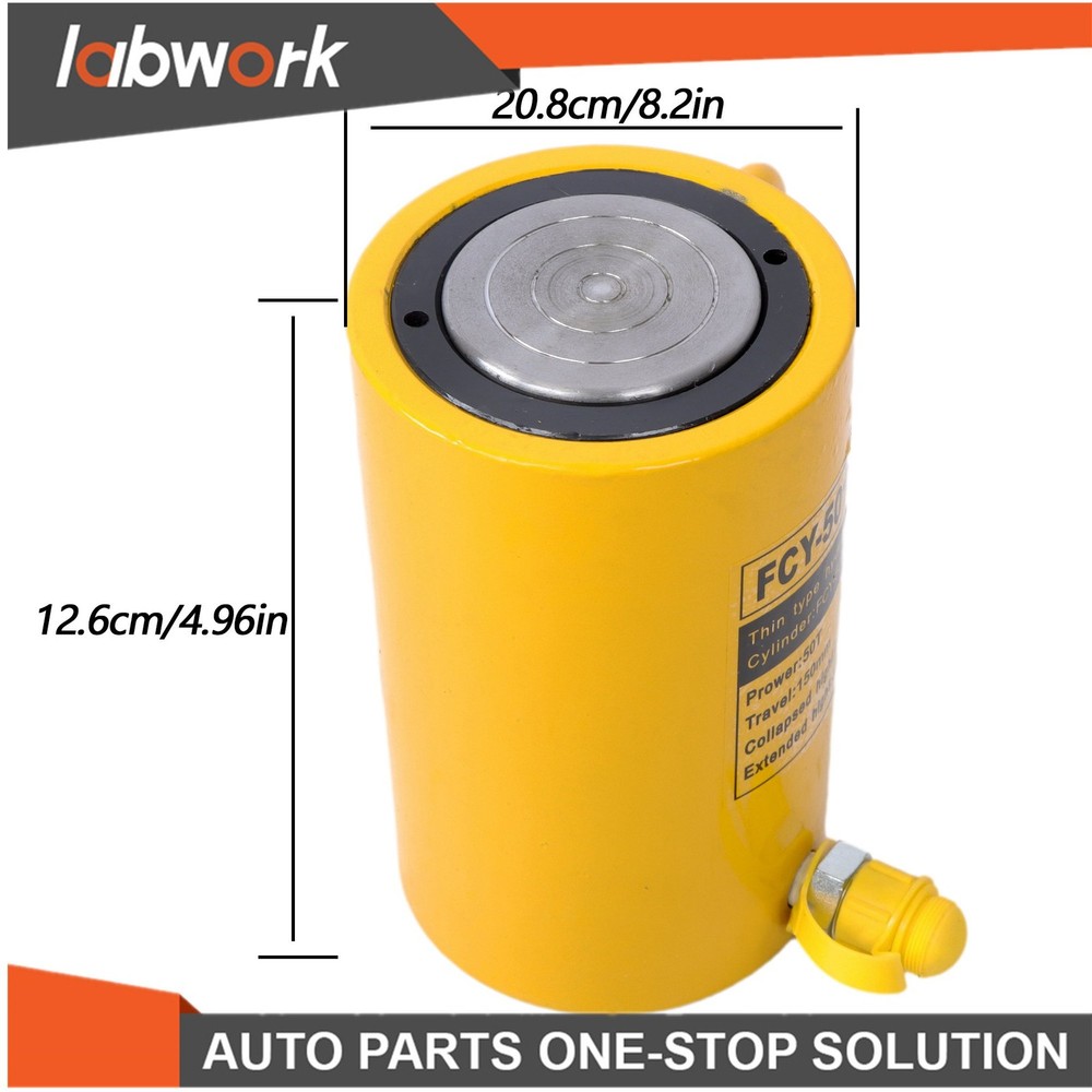 Labwork 50Ton Solid Hydraulic Ram Cylinder Jack 6 Inch Stroke Single Acting Pump