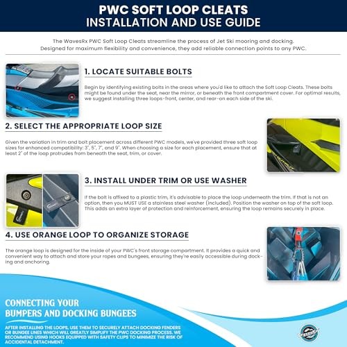Soft Loops Jet Ski Cleats | Secure Loop Straps for Attaching Docking 2 PACK