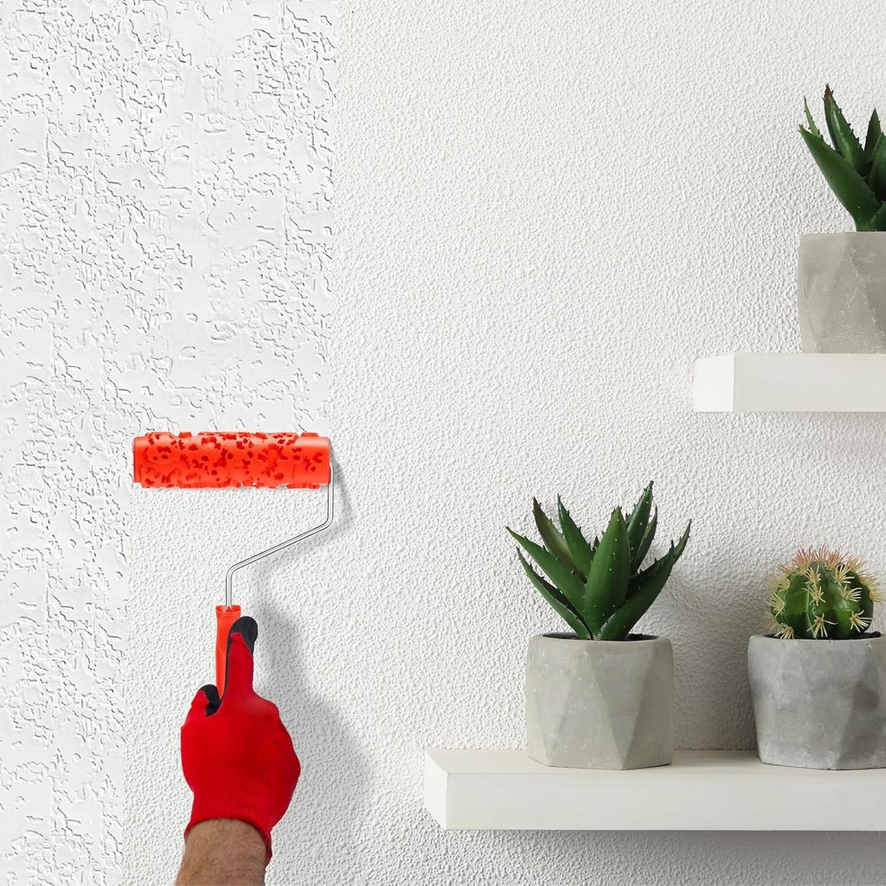 2 Pcs 7'' Texture Roller Pattern Paint Roller for Wall Decoration Classic Rubber
