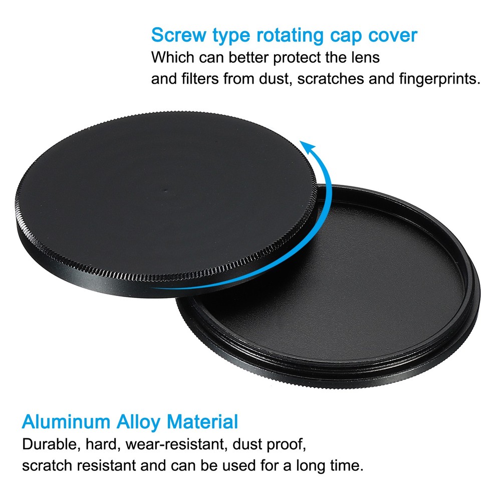 46mm Lens Filter Stack Cap, 2pcs Aluminum Lens Cap with Cleaning Cloth
