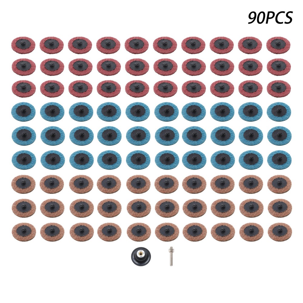 90 Pcs 2" Fine Medium And Coarse Torque Sanding Discs with 1/4" Holder