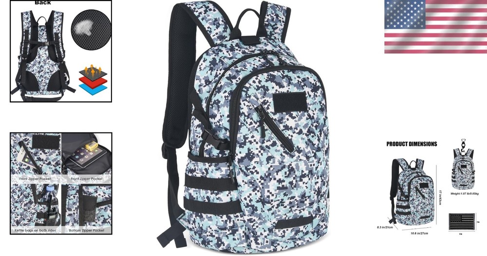 Adjustable 15L Tactical Backpack with MOLLE System - Ideal for Hiking & Camping
