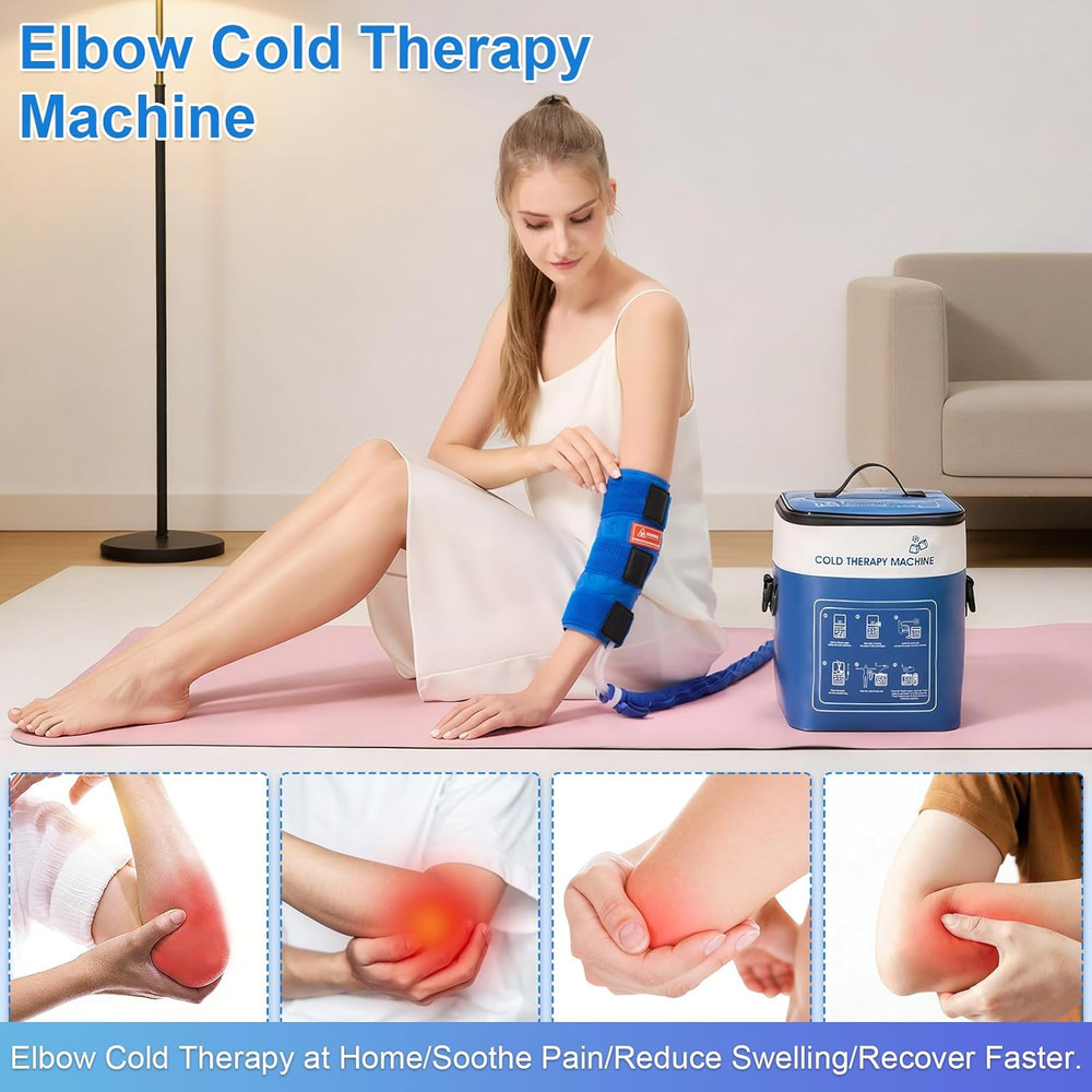 Ice Machine for Elbow, Portable Quiet Cold Therapy Machine with Timer, Adjustabl