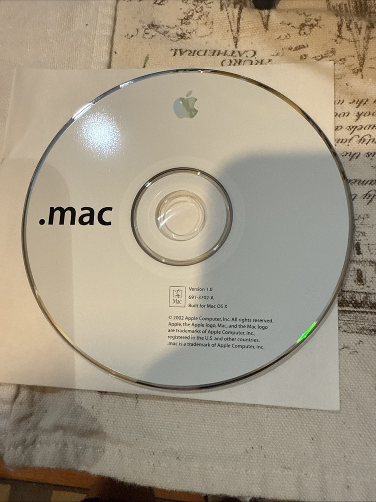 2002 Macintosh Mac .Mac Software Installation CD Version 1.0 Built For OS X