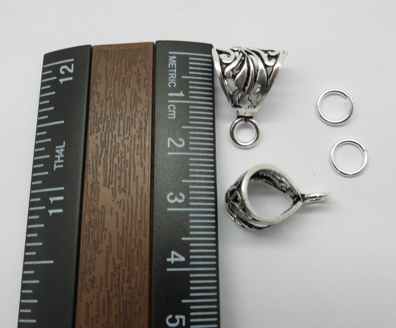 4 Pieces Pedant Bail Loop Bali Silver Beads Loop Bails 20mm Long, 7mm Hole