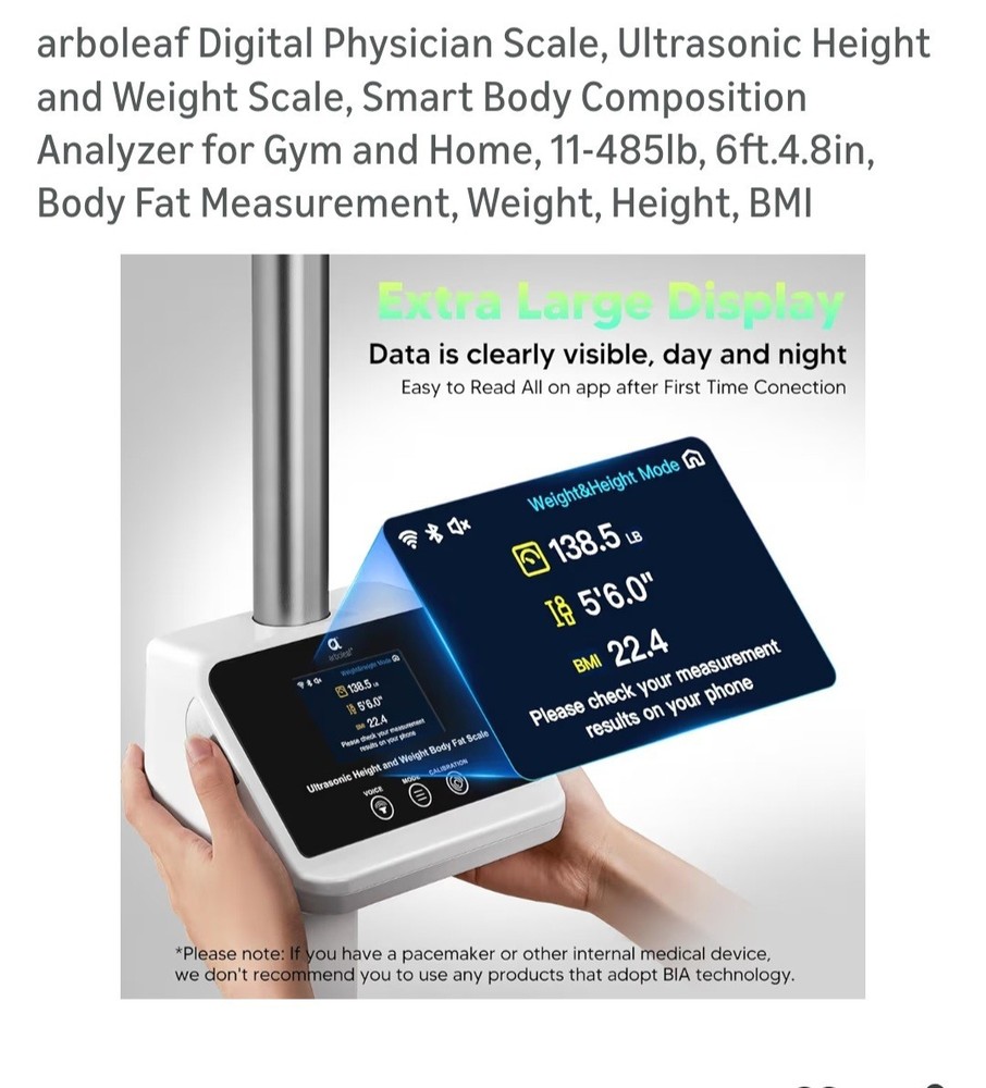 Arboleaf Digital Ultrasonic Height & Weight Smart Scale