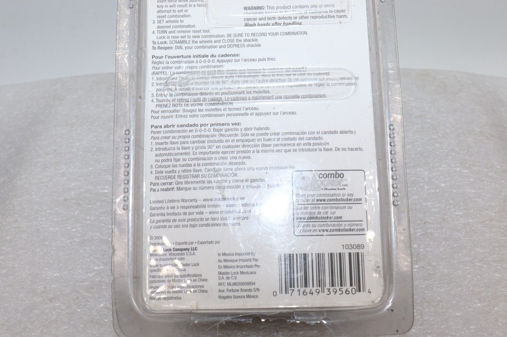 Master Lock Resettable Combination Padlock 2" wide Brass 175D