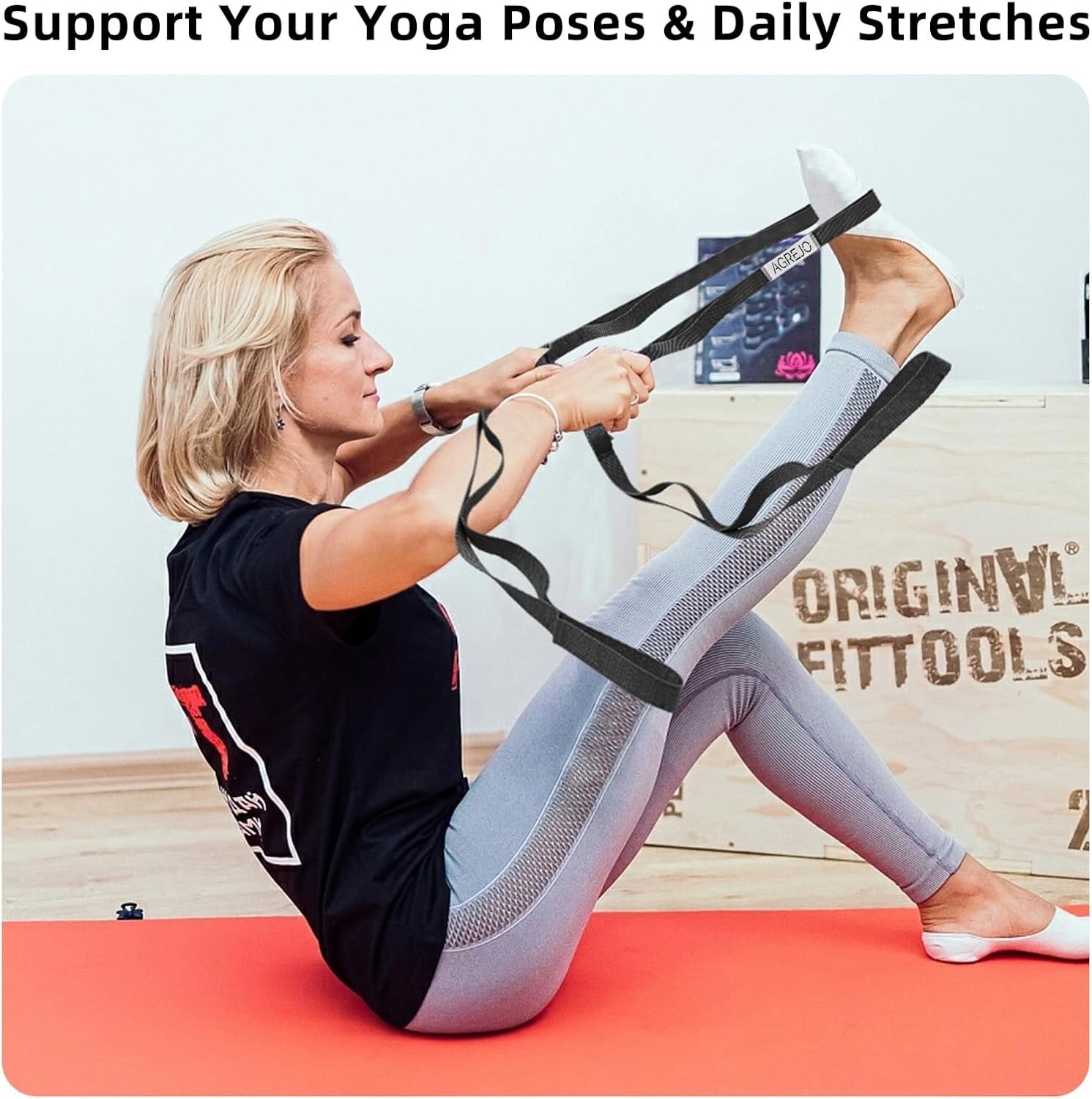 Stretching Strap Yoga Strap Physical Therapy for Home Workout, 10 Loops Pilates