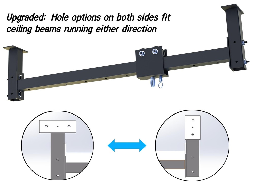 Wall Ceiling Heavy Bag Hanger Roller Mount Saving Space 44'' Long Ease Adjust...