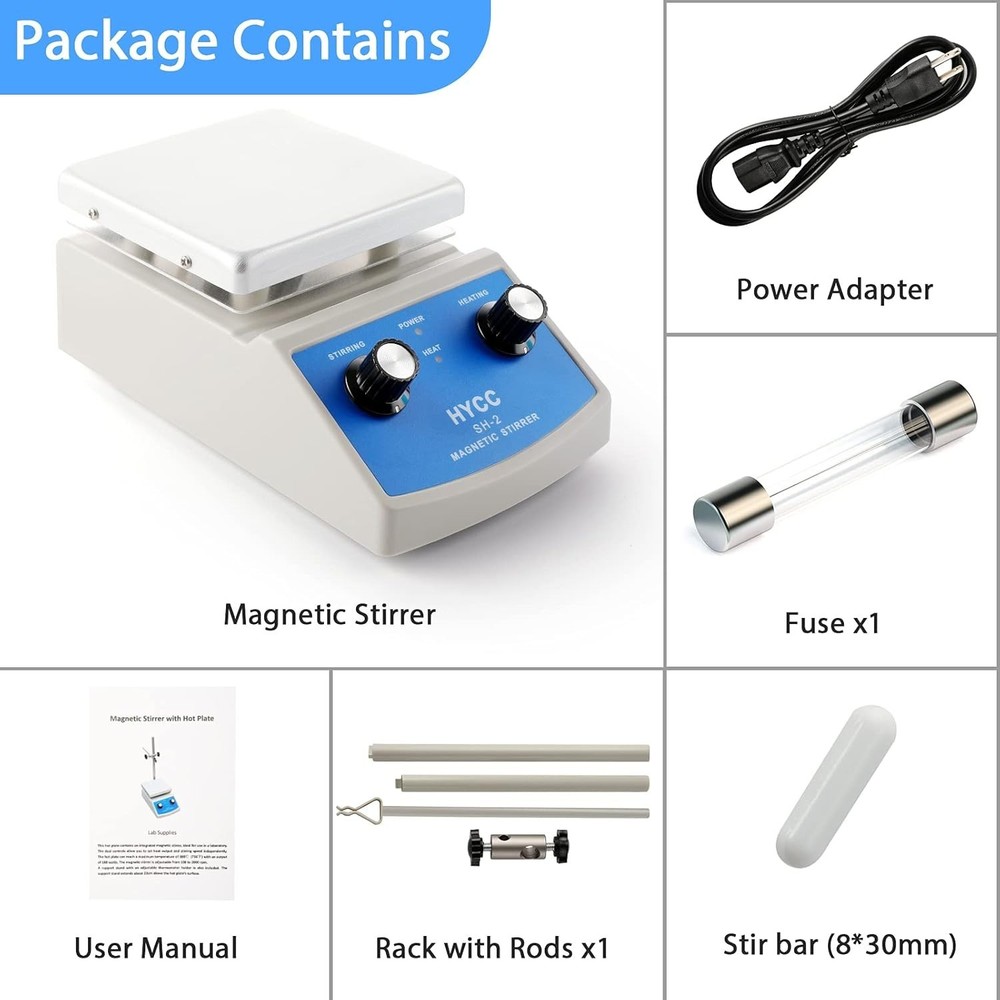 Compact 2000mL Magnetic Stirrer Hot Plate with Adjustable Speed & Temp Control
