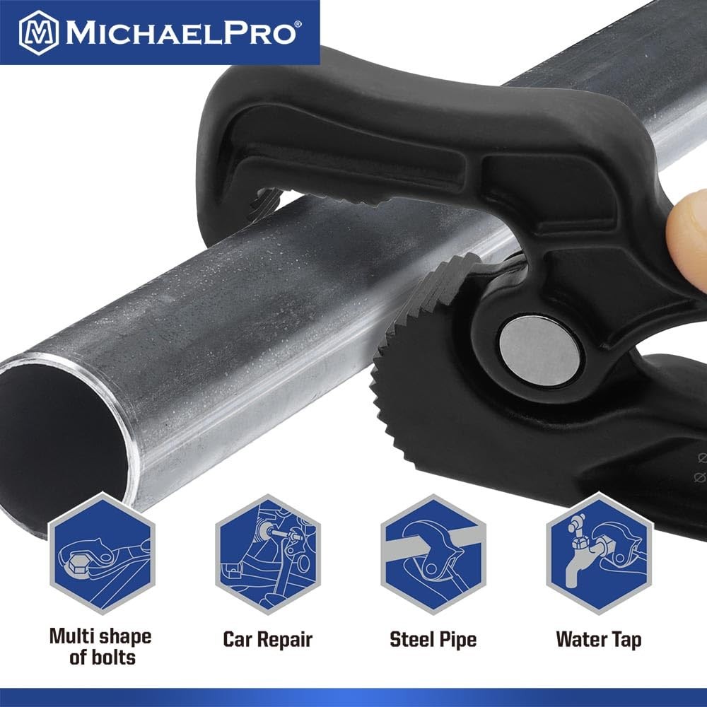 MichaelPro Self Adjusting Pipe Wrench, 8 Inch MultiFunction Spanner Adjustabl...