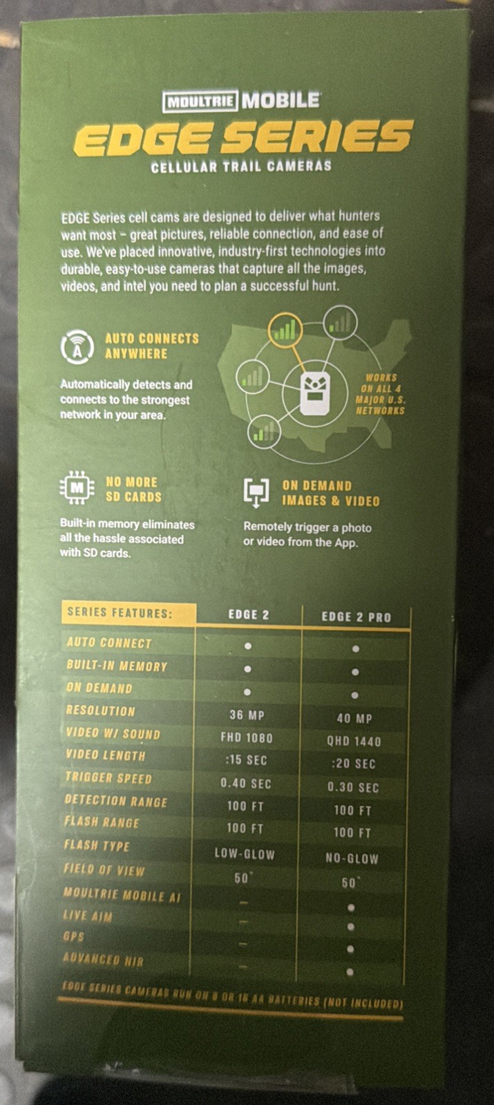 Moultrie Mobile Edge 2 36MP Cellular Trail Camera (2 Pack Kit) Brown MMC-14124