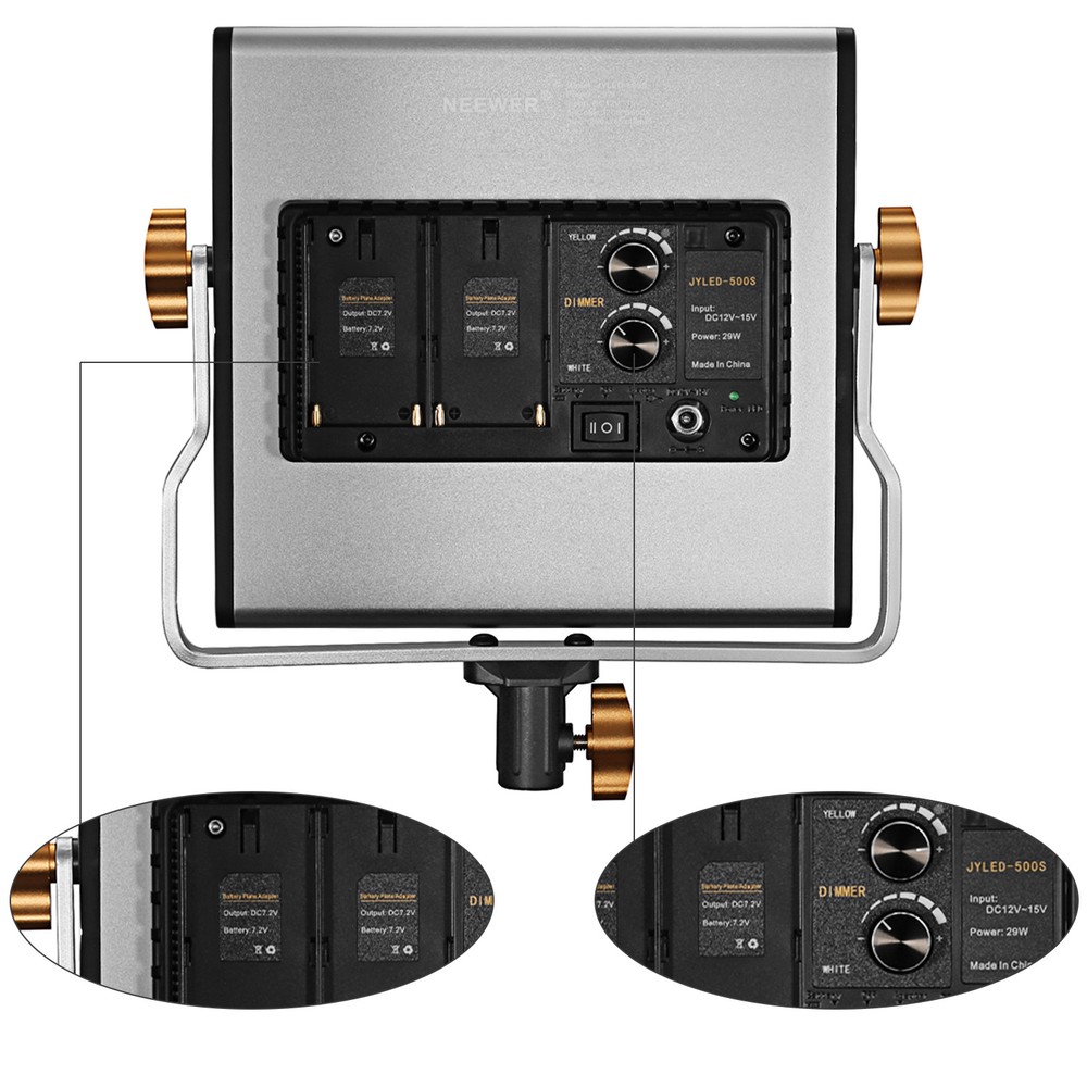 Neewer Dimmable Bi-color LED Video Light Panel with U Bracket Support and Bag