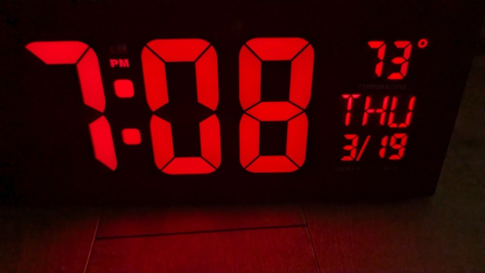 New LED Digital Desk/Wall Clock Black Large Display Temperature Date USB Cable