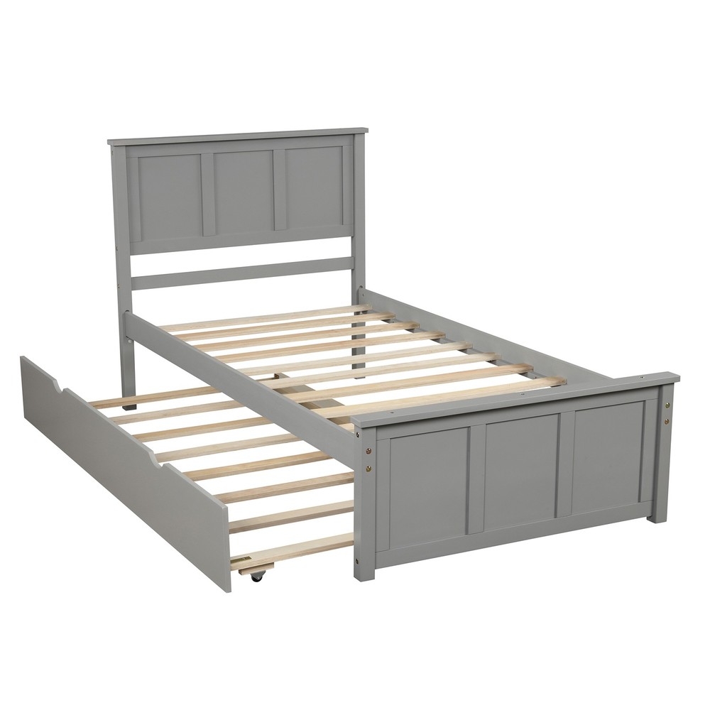 Platform Bed with Trundle Twin Size Frame