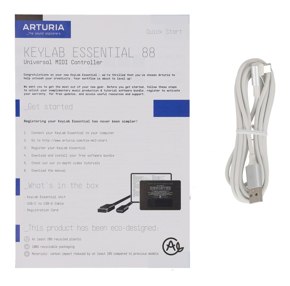 Arturia KEYLAB ESSENTIAL Mk3 88-Key White USB Midi Keyboard Controller
