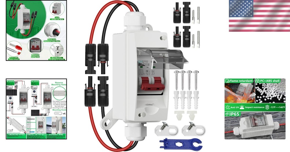 32A Solar Panel Disconnect Switch - 500V DC Breaker with Waterproof Box