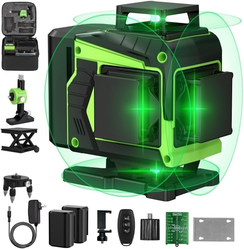 Precision 360° Green Laser Level with Remote & Easy Setup Magnetic Wall Bracket