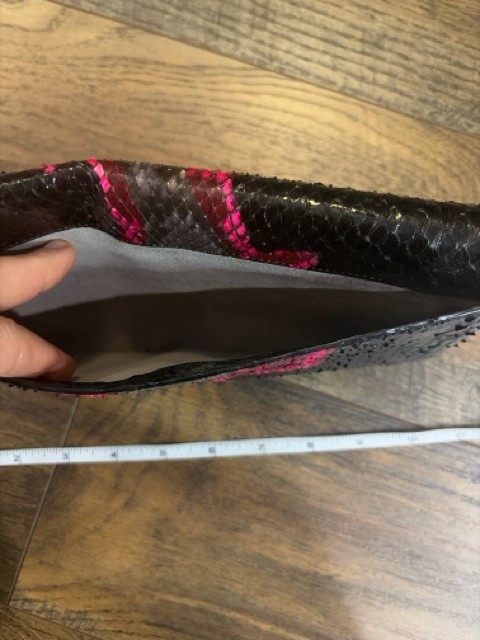 Nancy Gonzalez | Genuine Python Skin Clutch/Wallet in Pink/Black