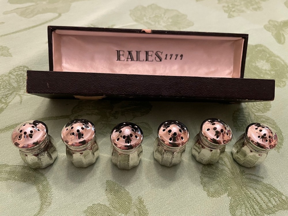Vintage EALES 1779 Set Of 6 Mini Salt Pepper Shakers Original Box & Wrap Japan