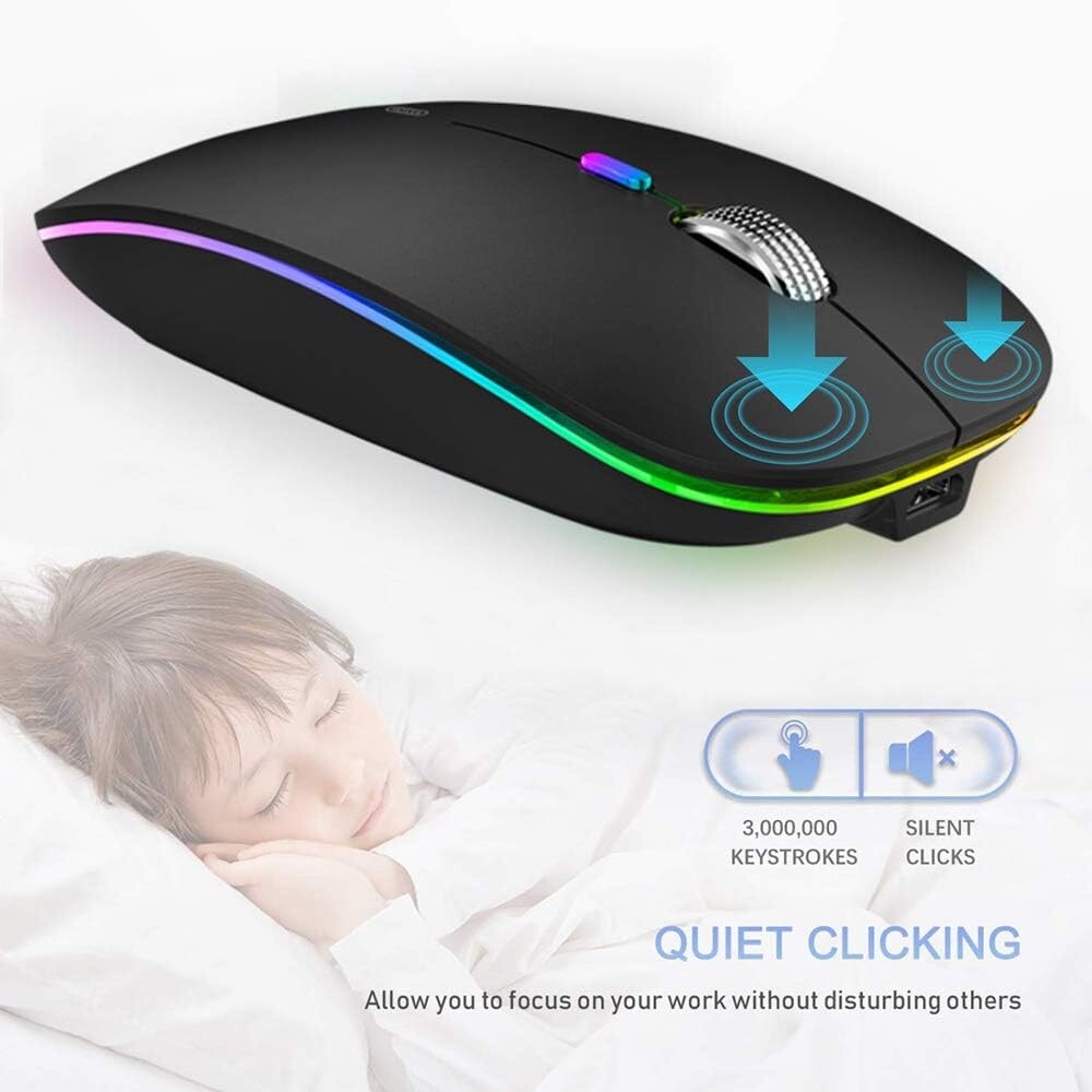 Wireless Bluetooth Mouse, LED Slim (Bluetooth 5.1/5.0 + USB)