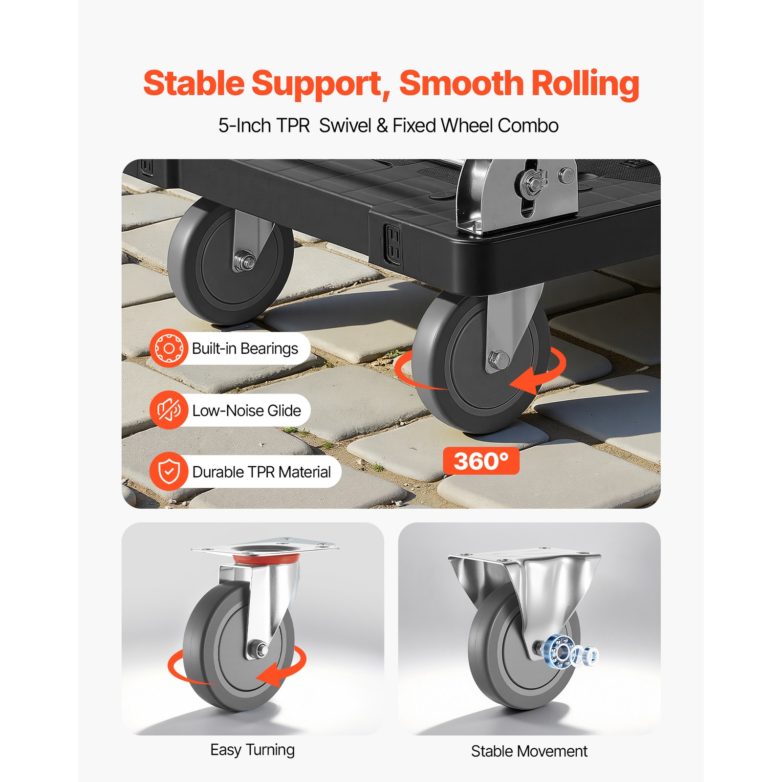 Uimoso Foldable Push Cart Dolly 1000 lbs Capacity with Wheels Folding Platform