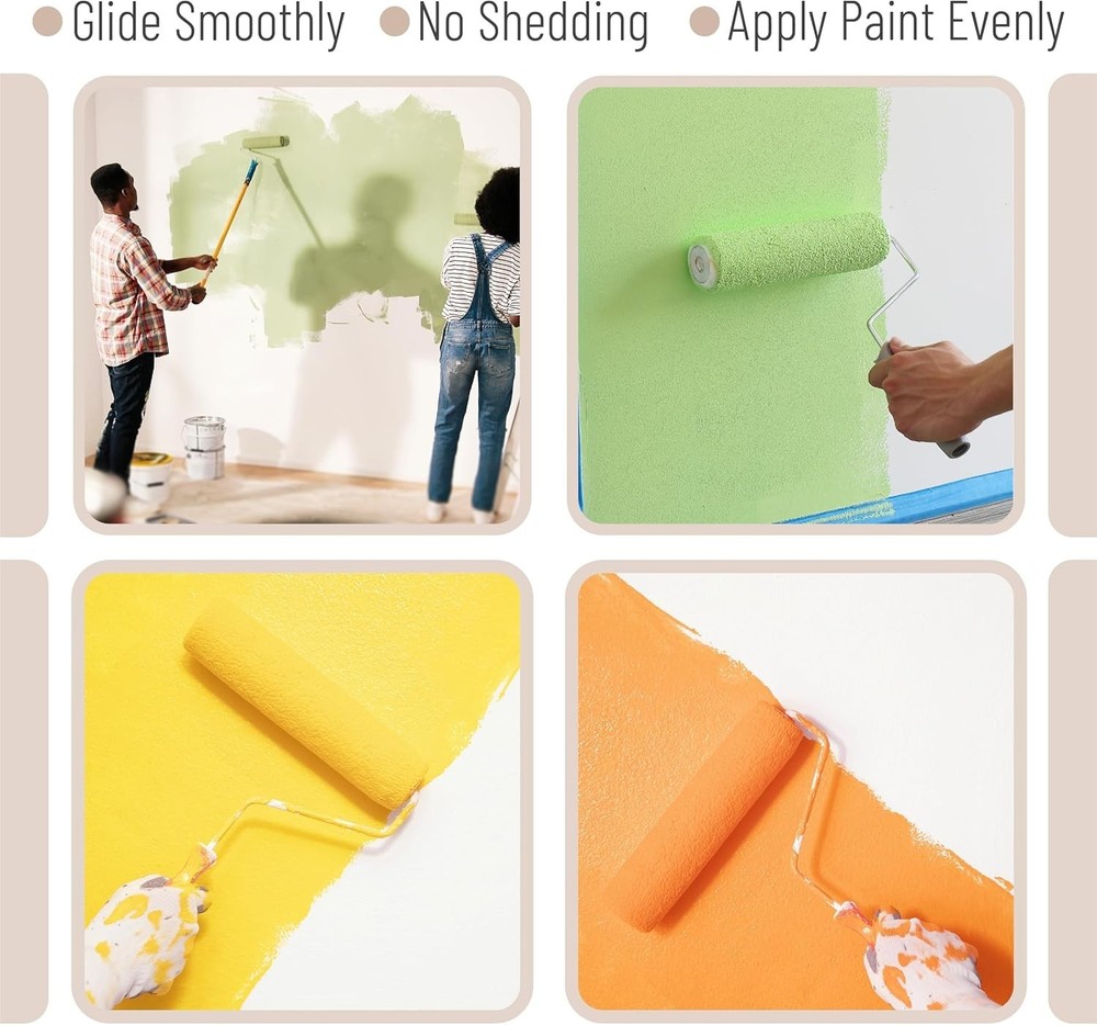 Paint Tray Set, 11 pcs, Paint Roller Kit, 9" & 4" Rollers, Small Paint Roller...