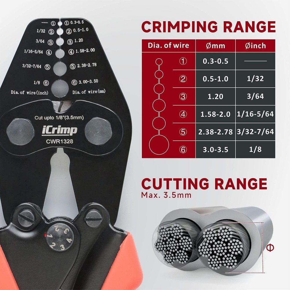 Wire Rope Crimping Tool with built-in Cutter for Cable Railing