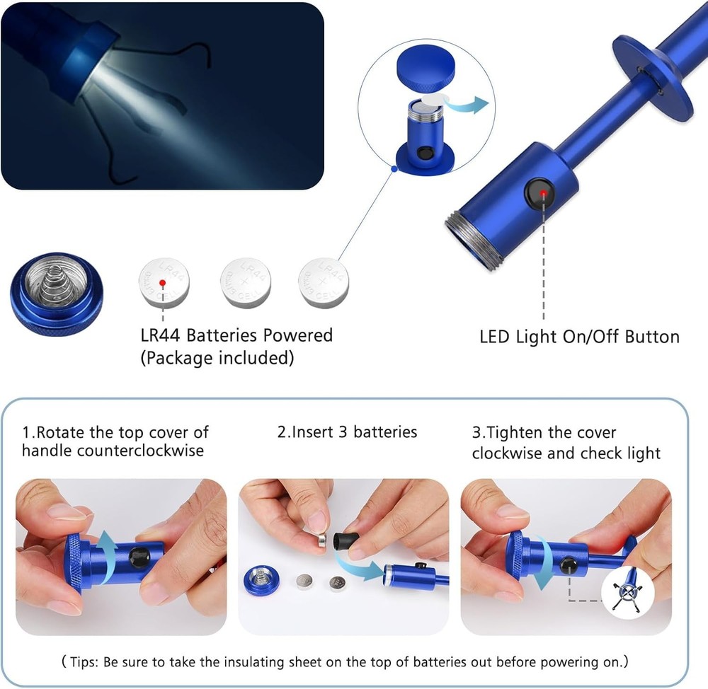 Compact C-Shaped Grabber Tool with LED Lights for Effortless Object Retrieval