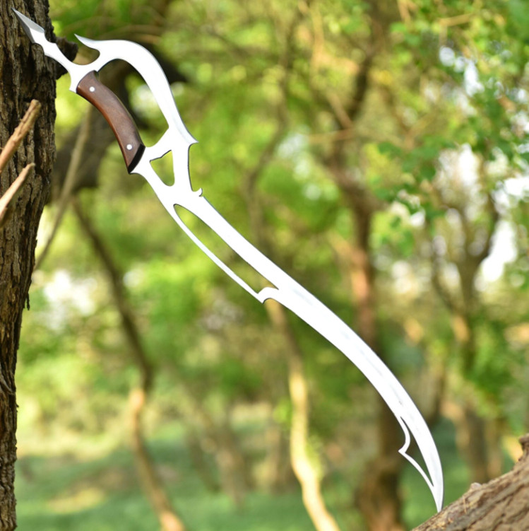 Handmade Full Tang Carbon Steel Viking Sword, Rosewood Handle, Leather Sheath