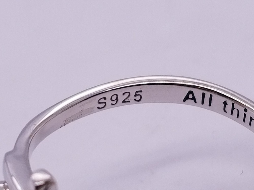 Always Blessed "FAITH" Script Cross Sterling Silver Ring Sz 8 (Adjustable)
