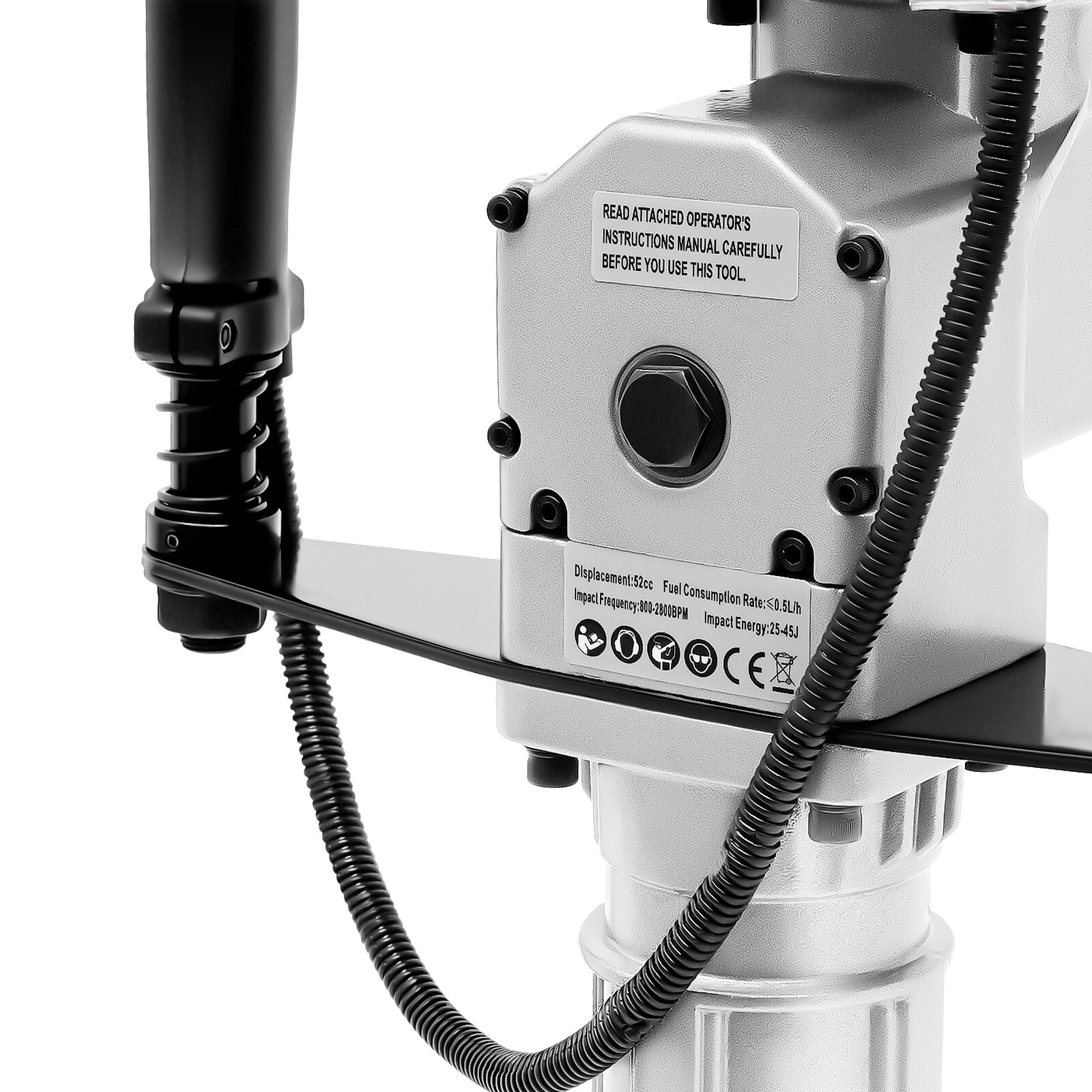 52CC 2.3HP Gas Powered T Post Driver Fence Pile Driver Hammer Tool Kit w/3 Heads